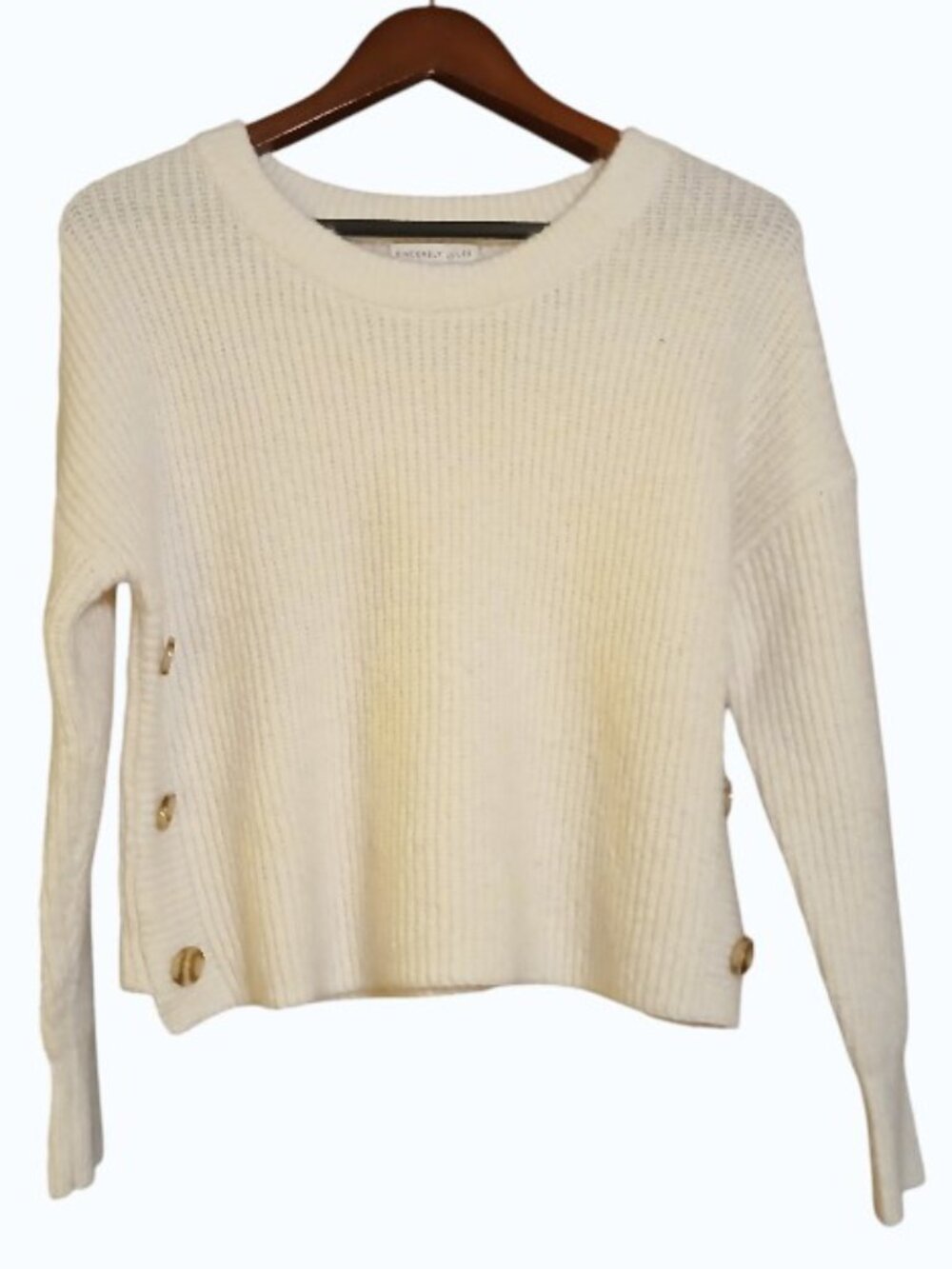 SINCERELY JULES Cream Crew Neck Crop Soft Sweater - Like New